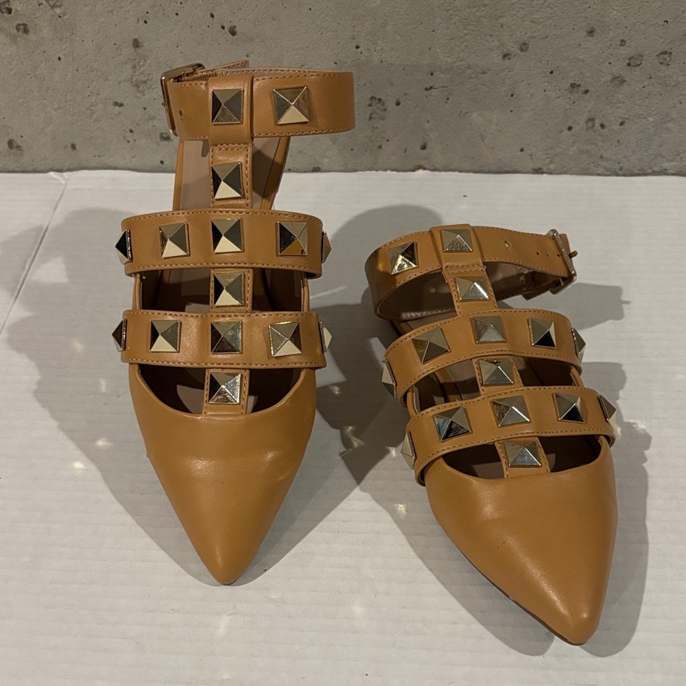 Mix No. 6 India Stud Ankle Strap Pointed Toe Flats - Size 6.5 - Picture 1 of 8